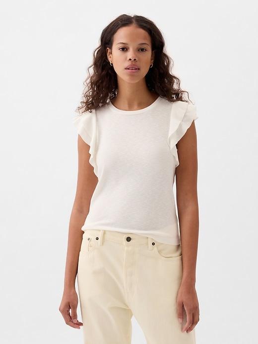 Essential Rib Flutter-Sleeve Shirt Product Image
