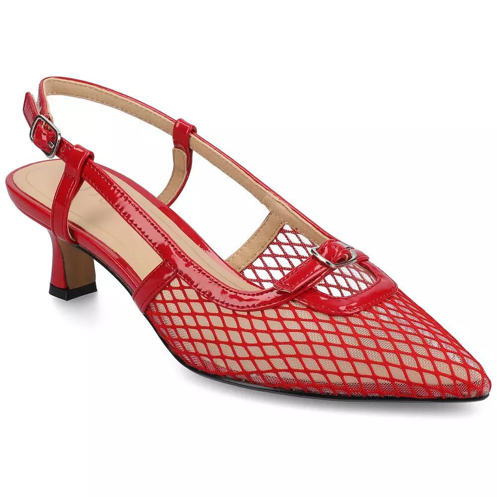 Journee Padma Womens Pointed Toe Kitten Heel Slingback Pumps Product Image