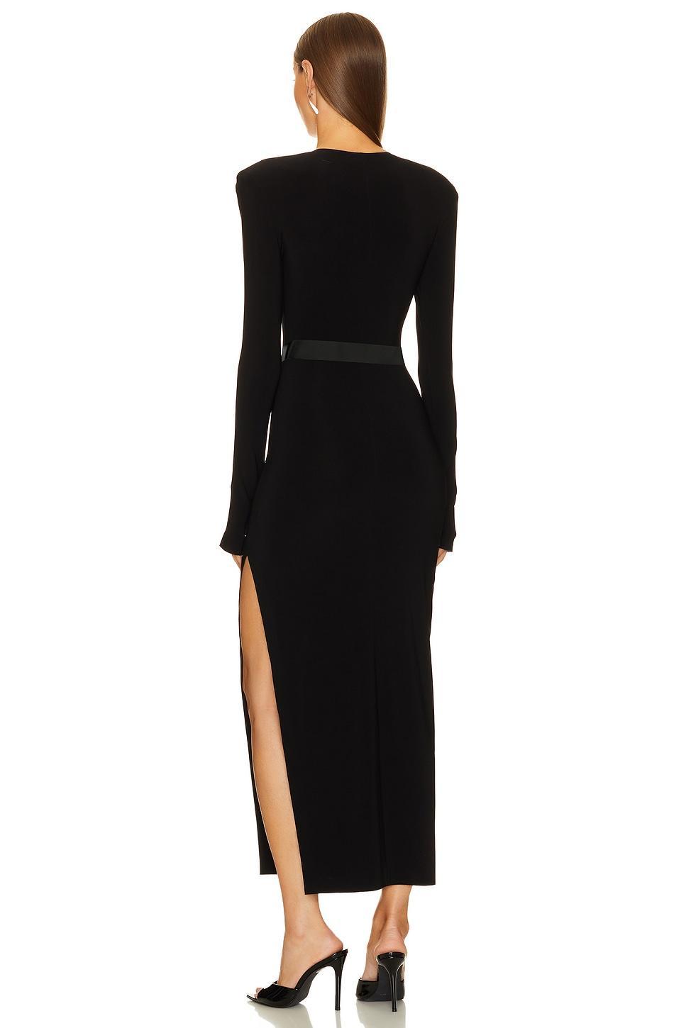 Long Sleeve Shoulder Pad Side Slit Gown Norma Kamali Product Image