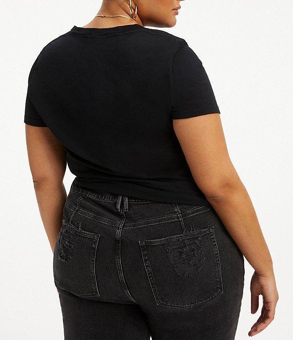 Good American Plus Size Heritage V-Neck Short Sleeve Relaxed Fit Knit Tee Product Image