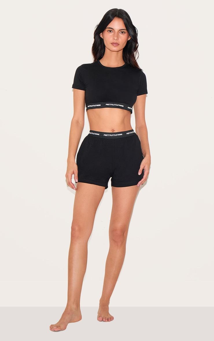 PRETTYLITTLETHING Black Tape PJ Shorts Product Image