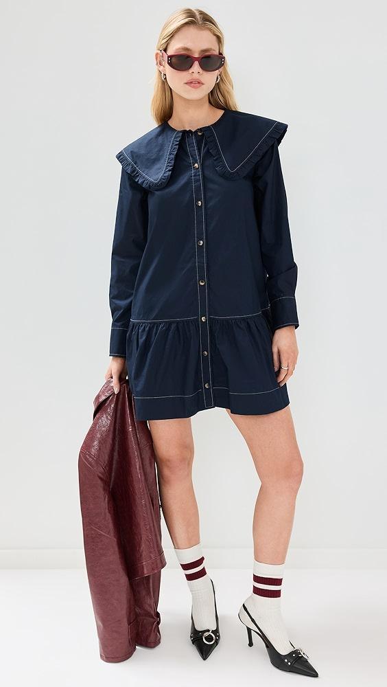 GANNI Poplin Big Collar Mini Shirt Dress | Shopbop Product Image