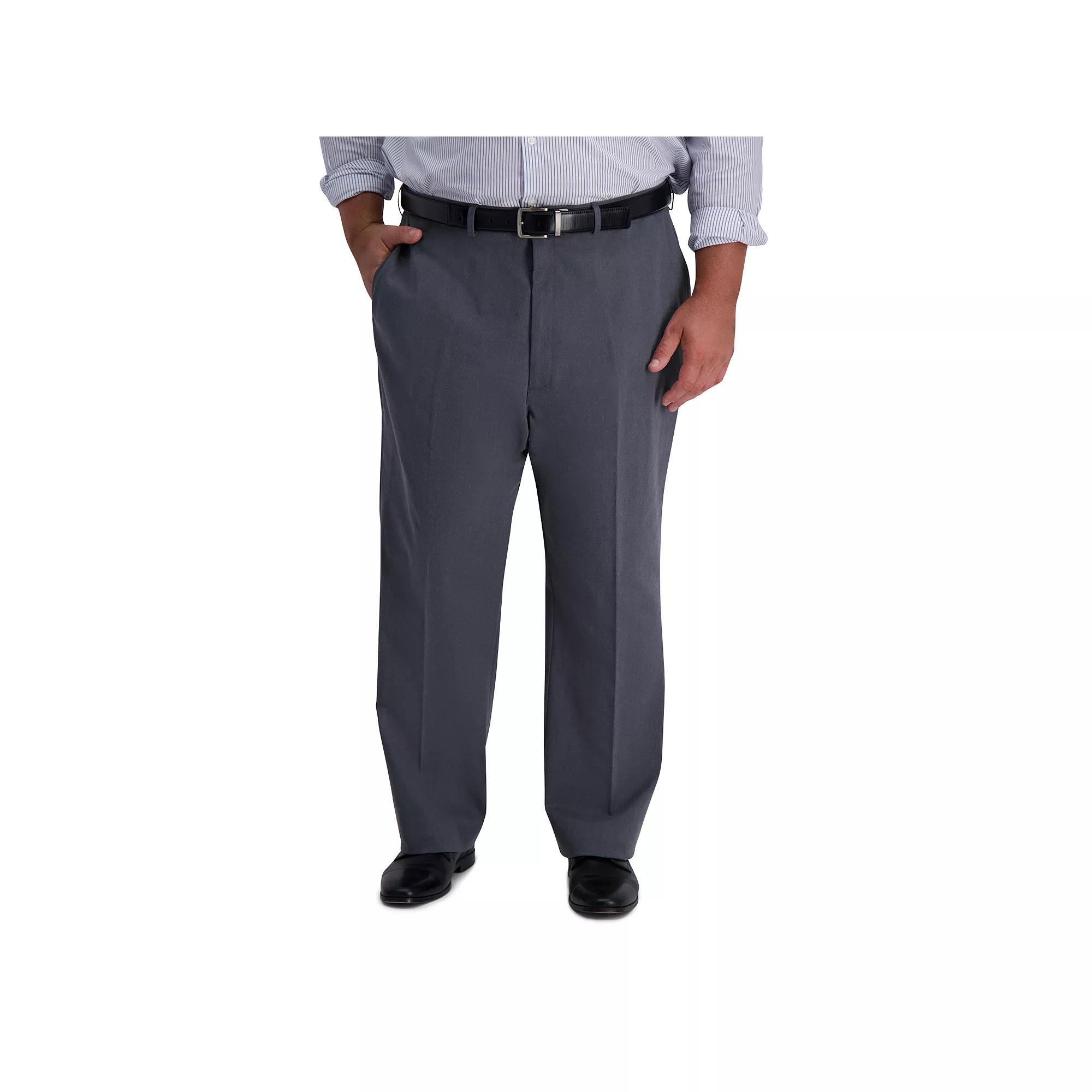 Big & Tall Haggar Iron Free Classic-Fit Flat-Front Pants, Mens Grey Heather Product Image