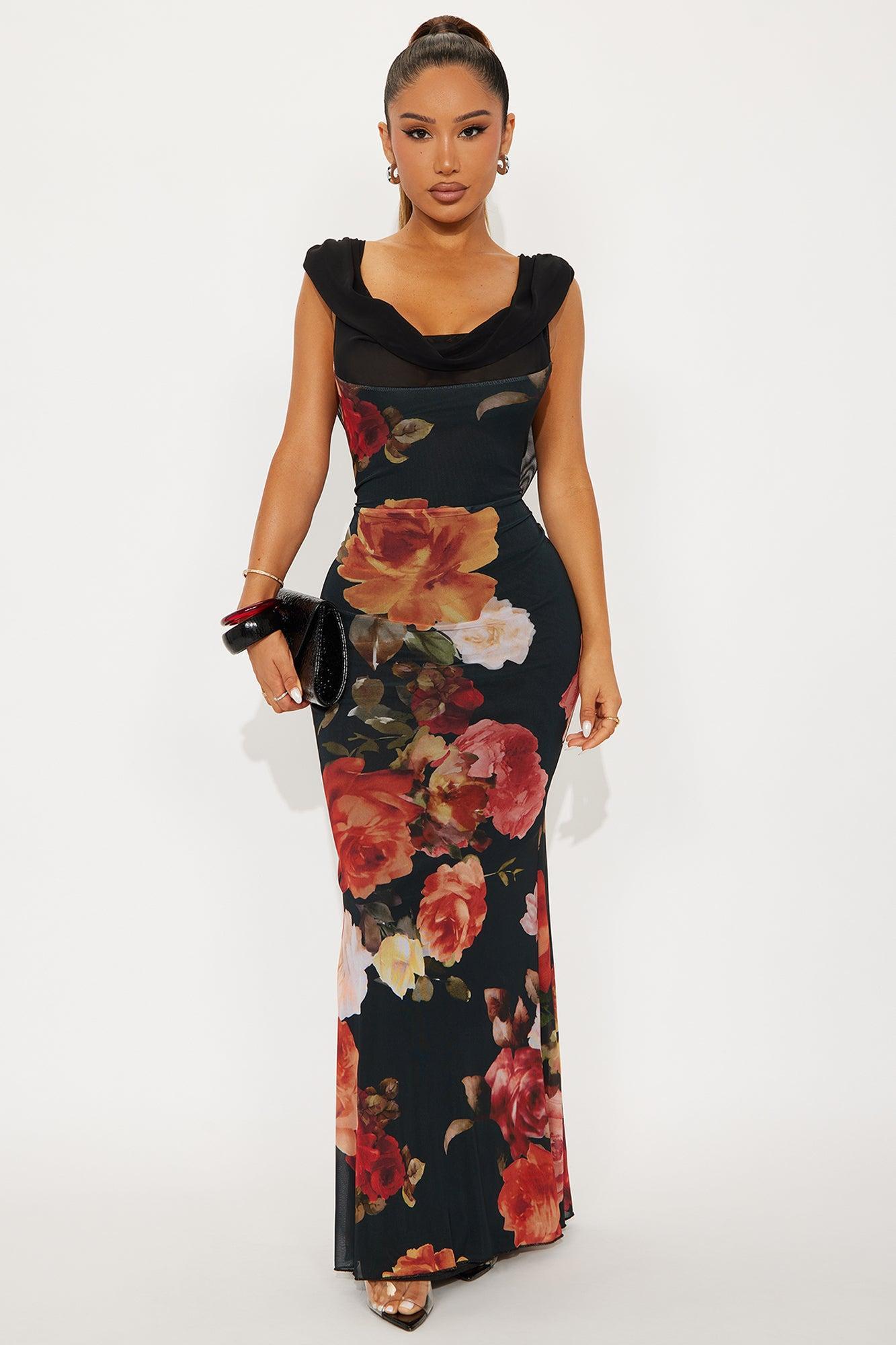 Karol Backless Mesh Maxi Dress - Black/combo Product Image