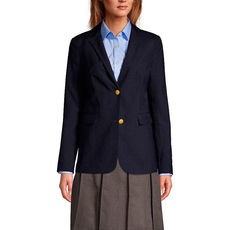 Women's Lands' End School Uniform Hopsack 2-Button Blazer Jacket, Size: 12, Deep Blue Product Image