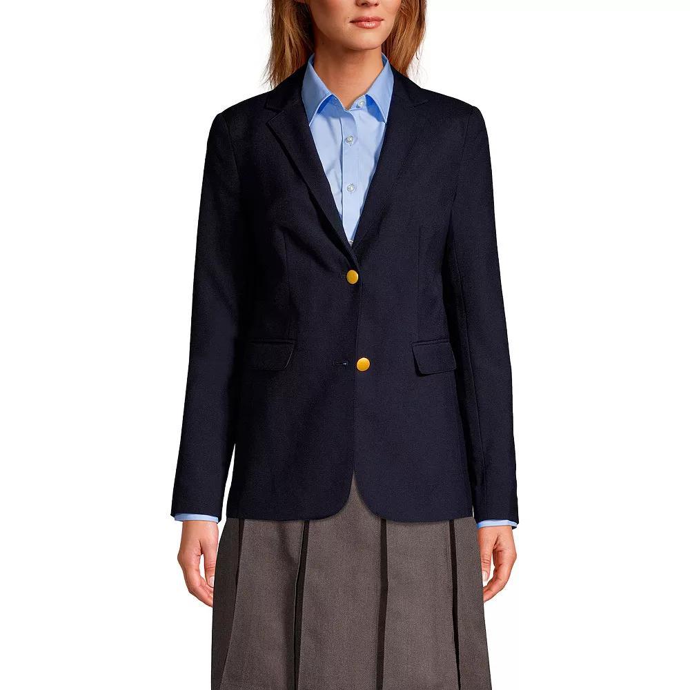 Women's Lands' End School Uniform Hopsack 2-Button Blazer Jacket, Size: 12, Deep Blue Product Image