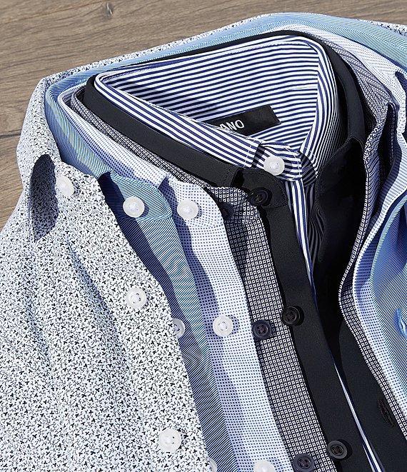 Murano Slim Fit Non-Iron Point Collar Net Print Knit Dress Shirt Product Image