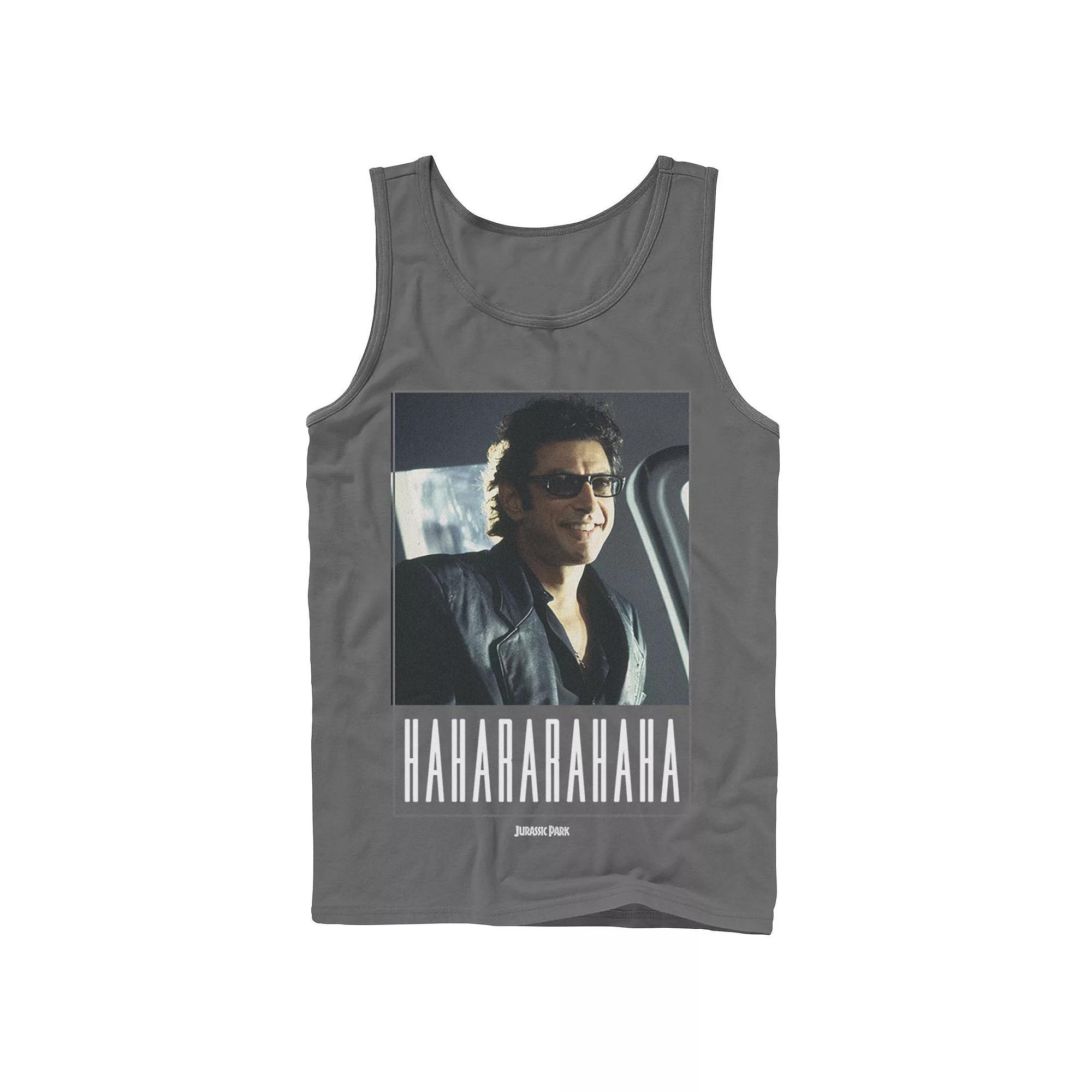 Men's Jurassic Park Ian Malcolm Hahararahaha Tank Top, Size: Small, Grey Product Image