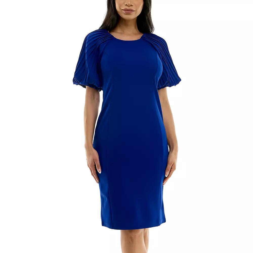 Women's Nina Leonard Pleated Puff Sleeve Dress, Size: Small, Dusty Pink Product Image