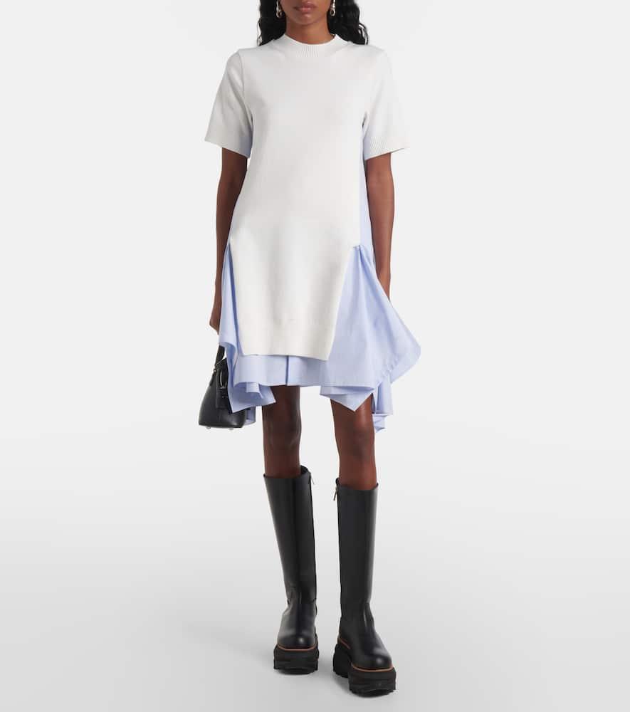SACAI Striped Cotton-blend Poplin Midi Dress In Off White×l/blue Stripe Product Image