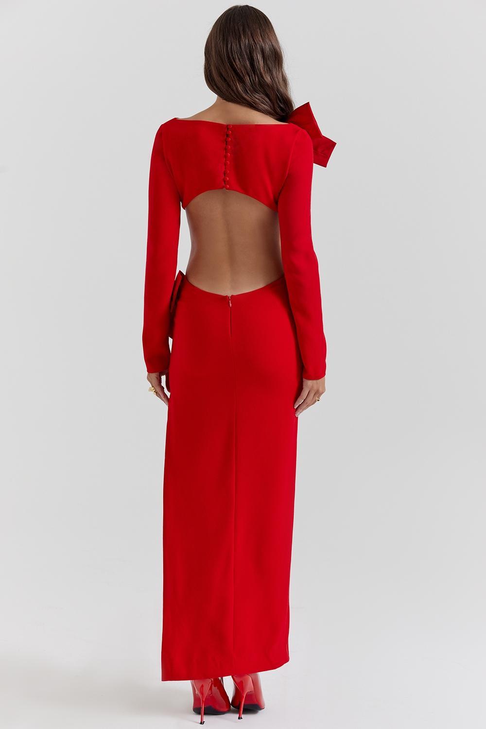 Lavele Red Bow Maxi Dress Product Image