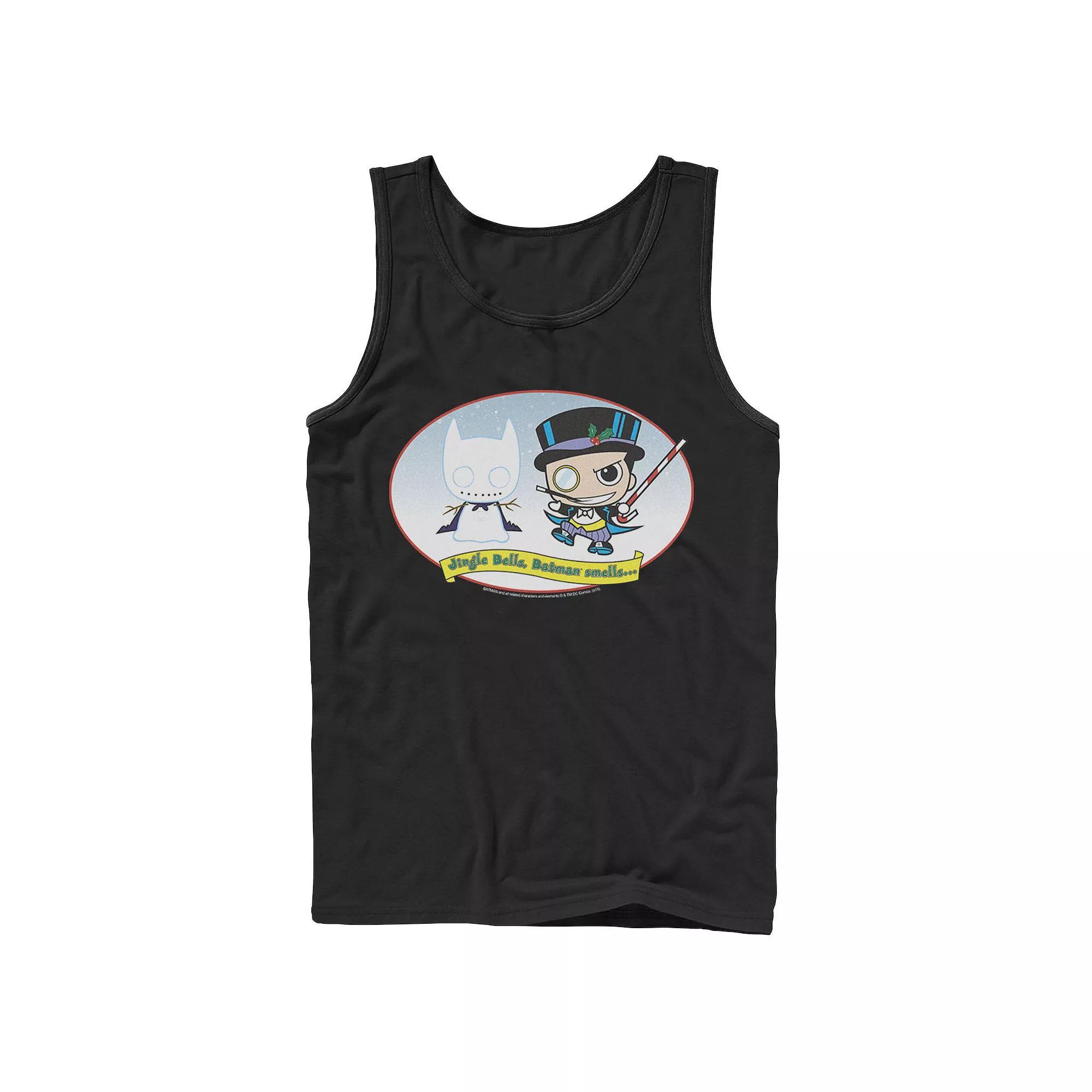 Men's DC Comics The Penguin Jingle Bells Batman Smells Christmas Tank Top, Size: Large, White Product Image