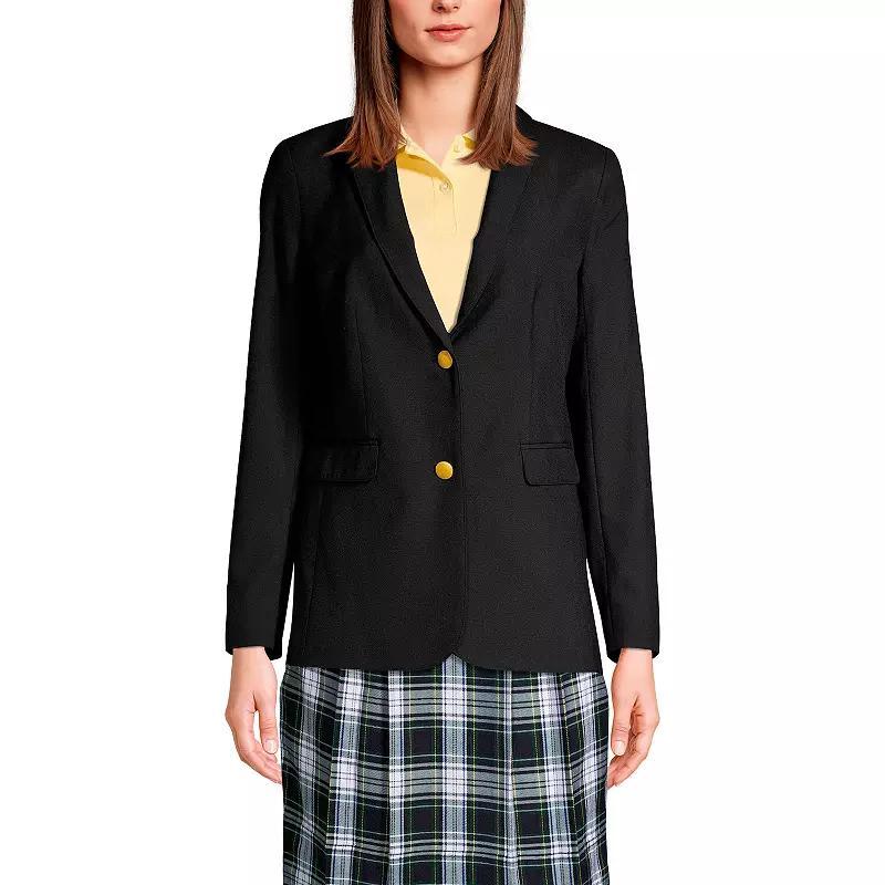 Women's Lands' End School Uniform Hopsack 2-Button Blazer Jacket, Size: 12, Deep Blue Product Image