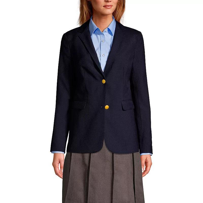 Women's Lands' End School Uniform Hopsack 2-Button Blazer Jacket, Size: 12, Deep Blue Product Image