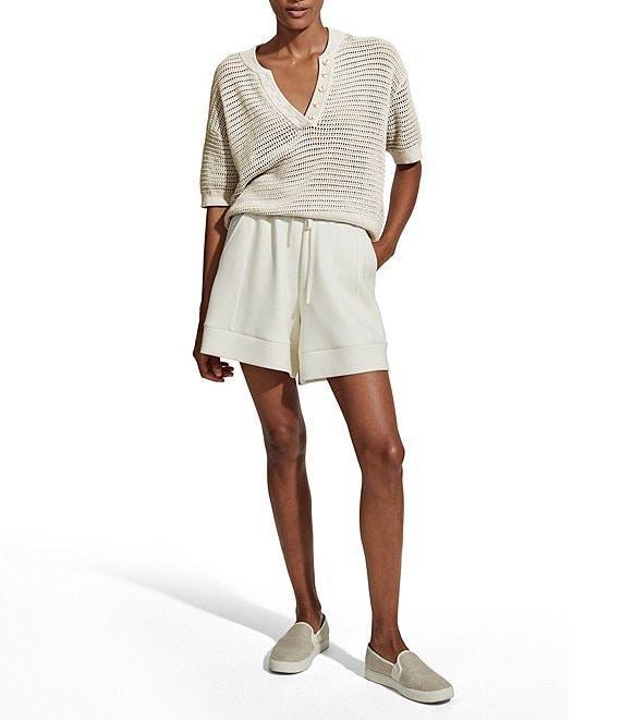Varley Callie Knit Boxy Split V-Neck Short Sleeve Top Product Image