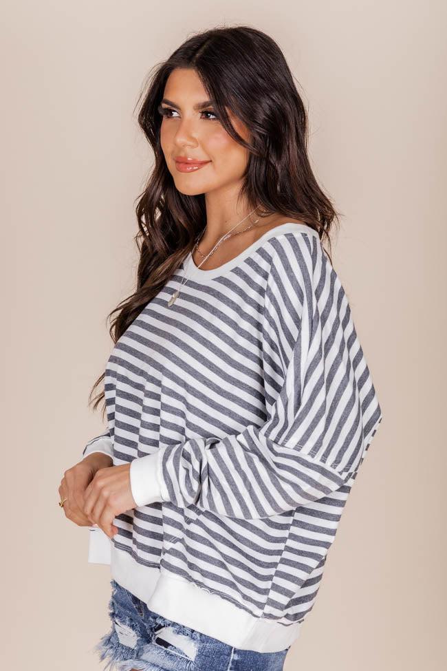 Before You Know It Black And White Striped Pullover FINAL SALE Product Image