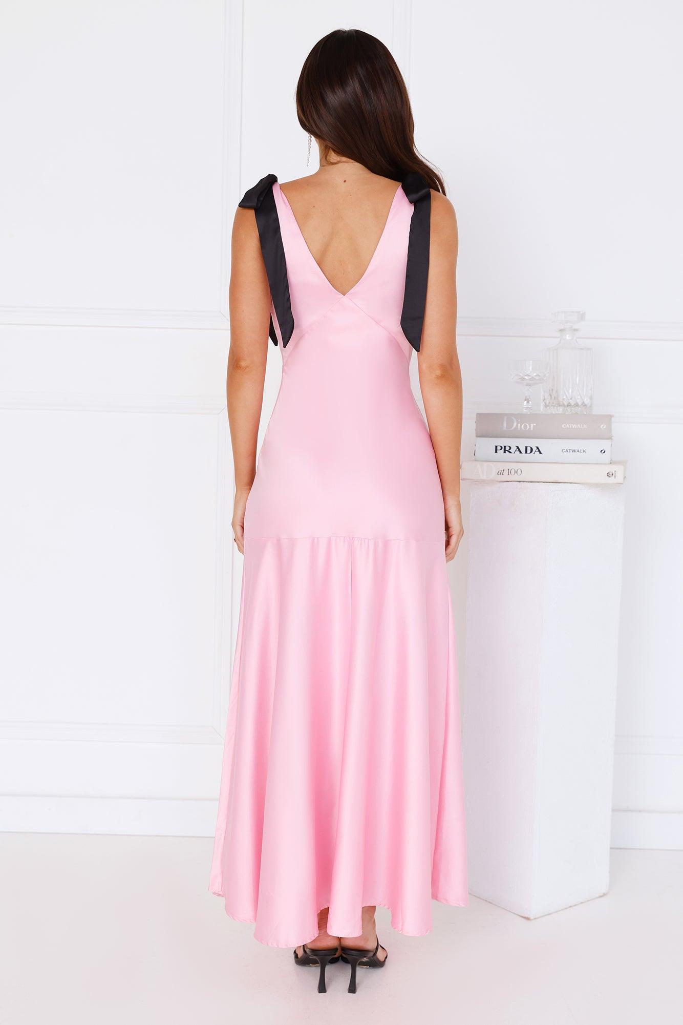Petals And Promises Satin Maxi Dress Pink Product Image