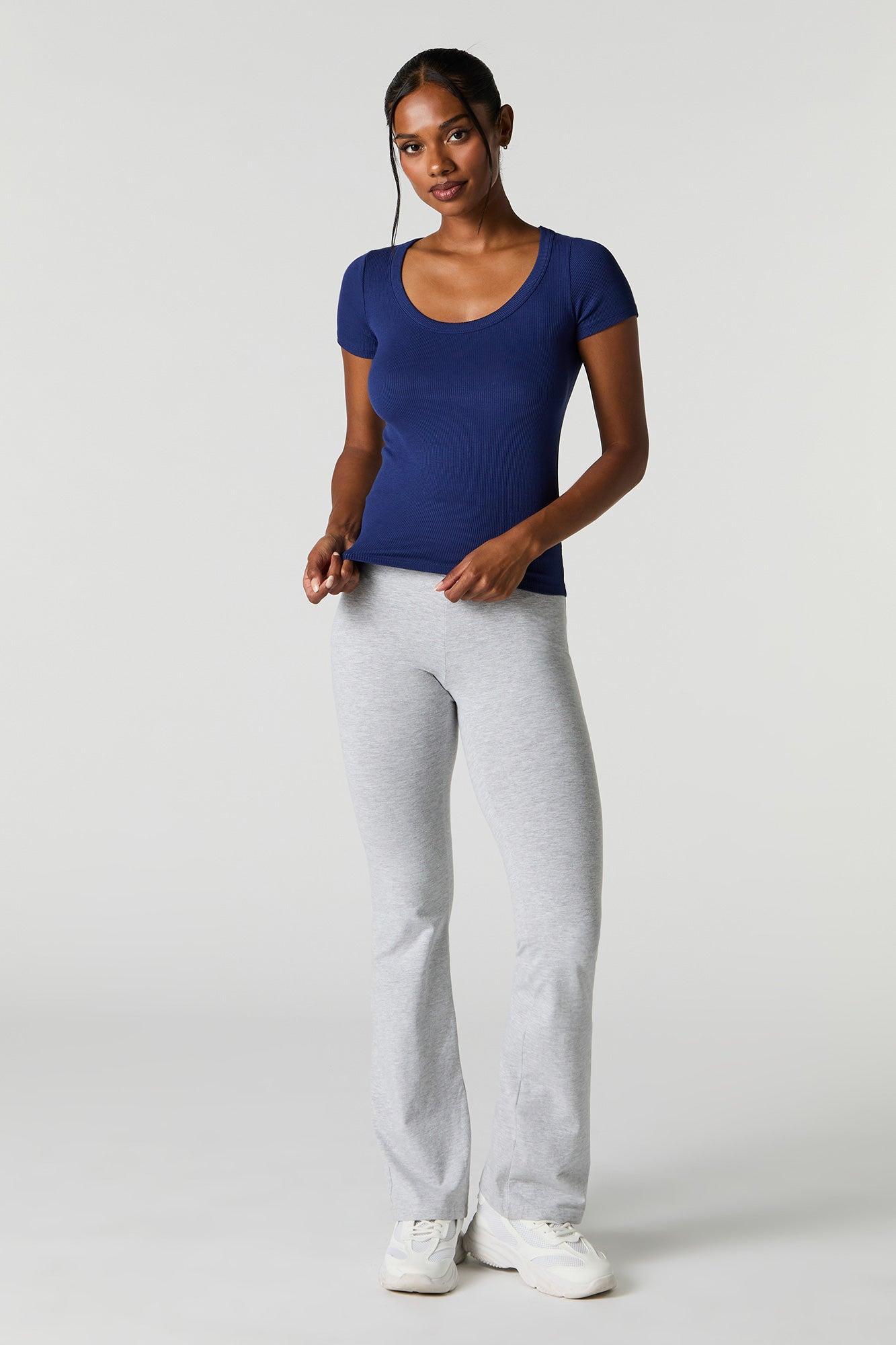 Ribbed Scoop Neck T-Shirt Female Product Image