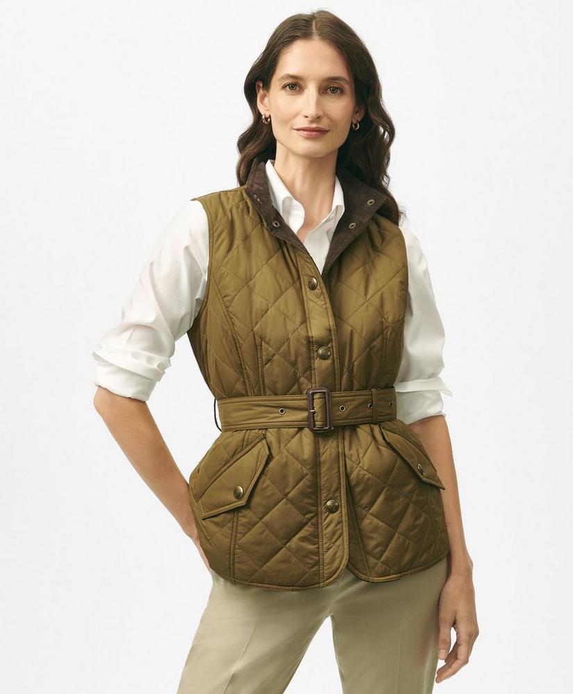 Belted Military-Inspired Quilted Vest in Nylon Product Image
