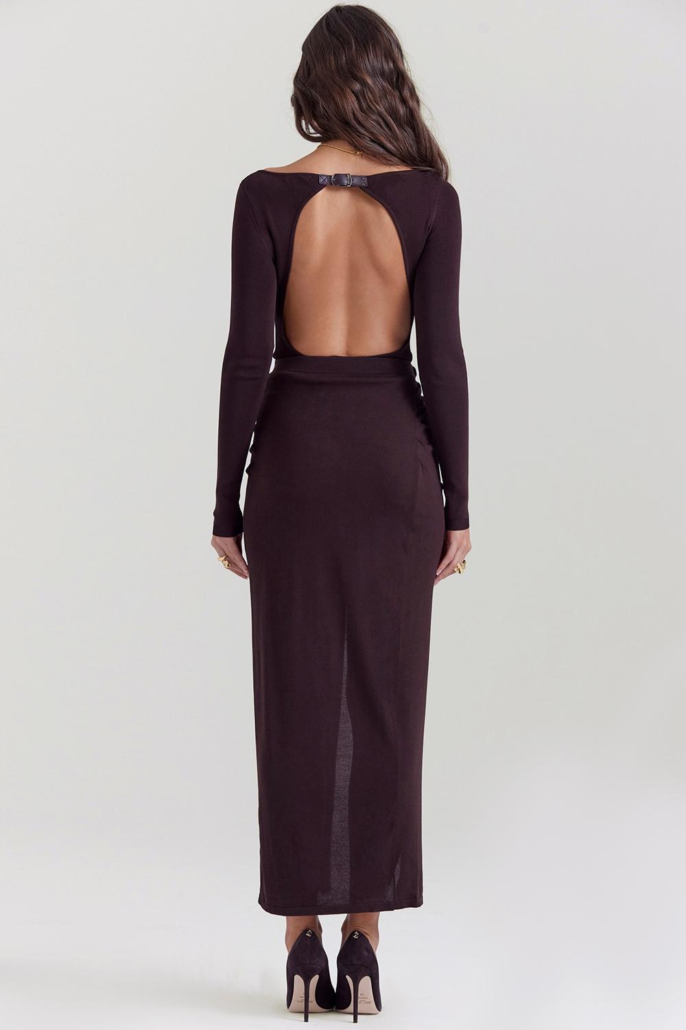 Lilas Espresso Knit Midi Skirt Product Image
