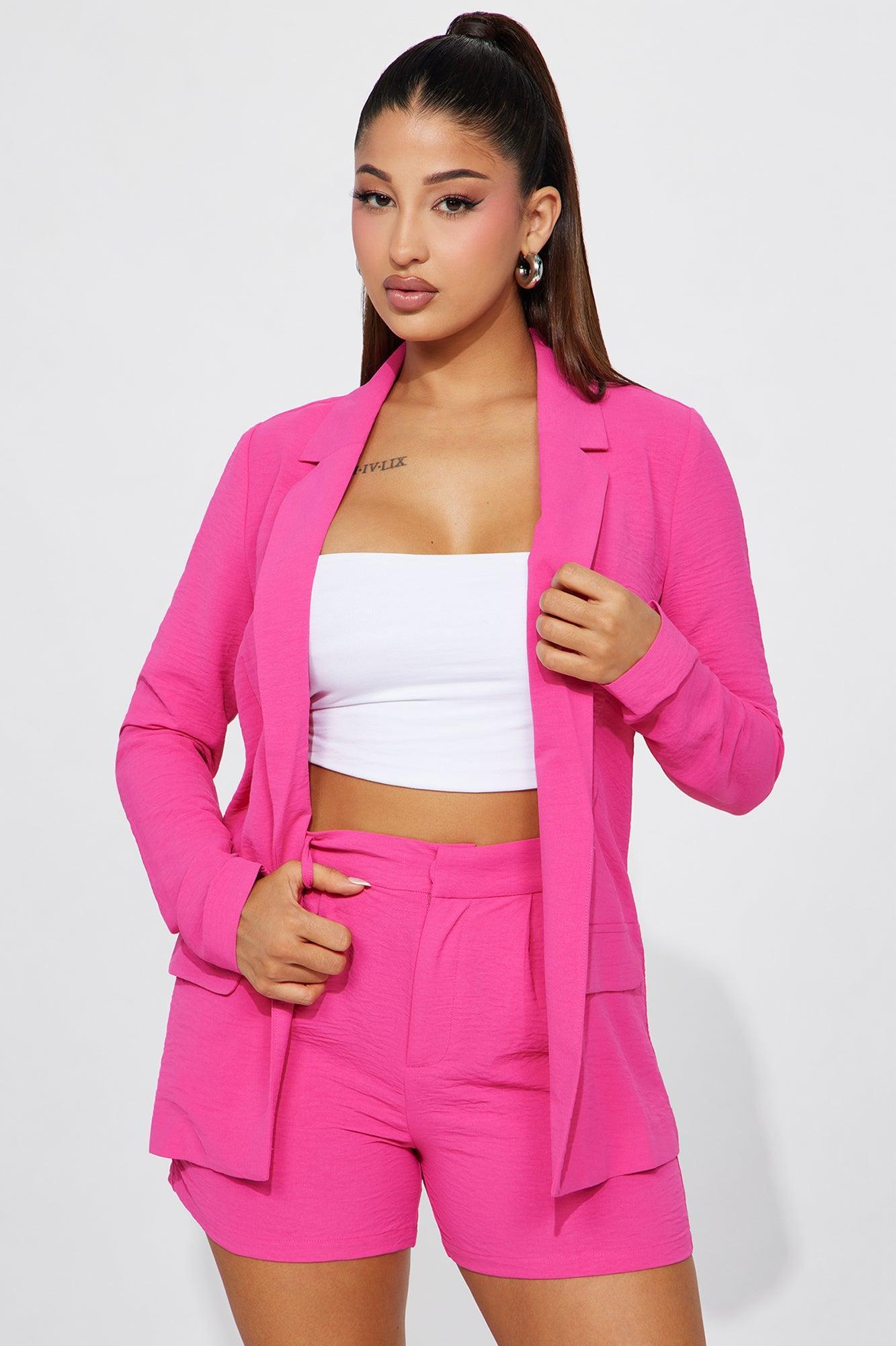 Kenna Blazer Short Set - Fuchsia Product Image