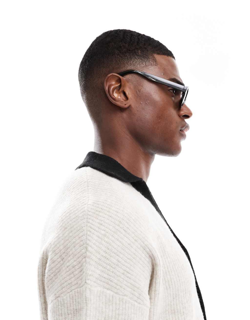 ASOS DESIGN oval sunglasses in black Product Image