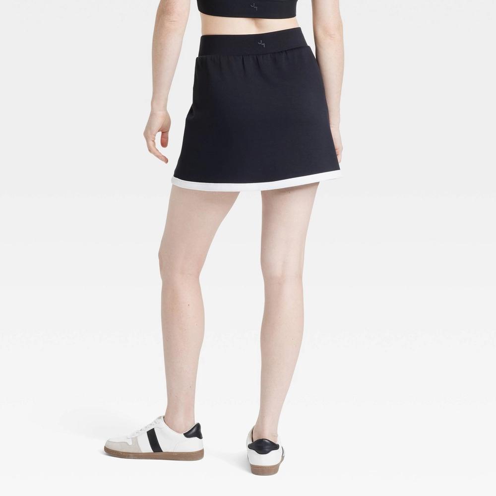 Womens Knit Piped High-Rise Skort - JoyLab Black XS: Midweight Doubleknit, Built-in Shorts, Side Pocket, Pull-On Waist Product Image