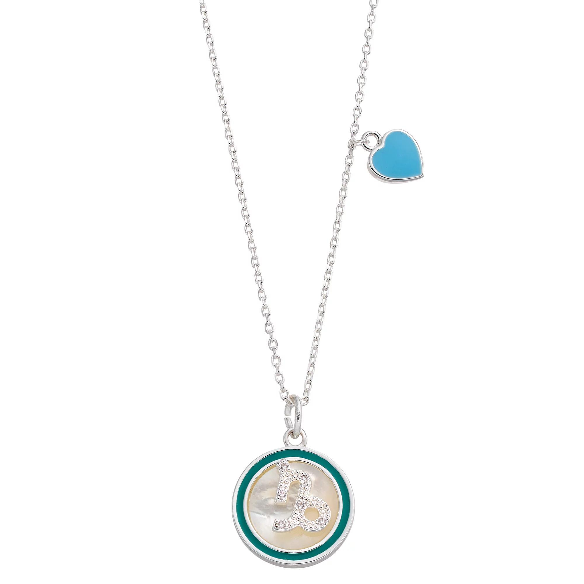 City Luxe Mother of Pearl Pisces Gold Pendant Necklace, Womens Silver Tone Capricorn Product Image