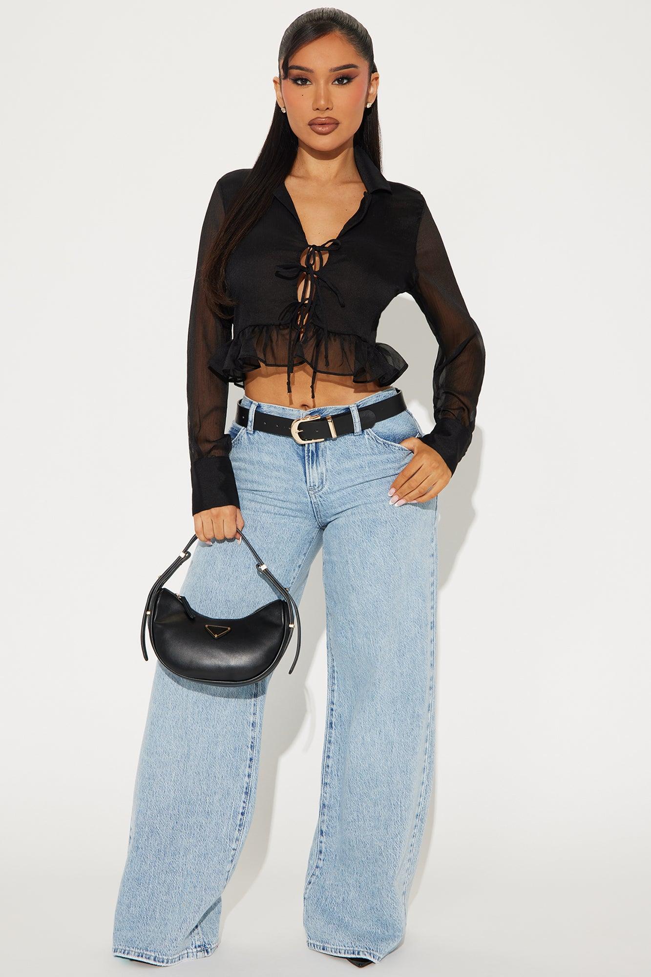 Cielo Chiffon Ruffle Top - Black Product Image