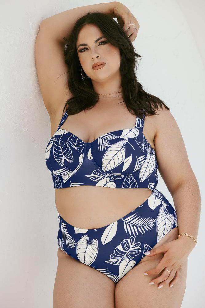 High Tide Cheeky Bikini Bottoms - Blue Palm Product Image
