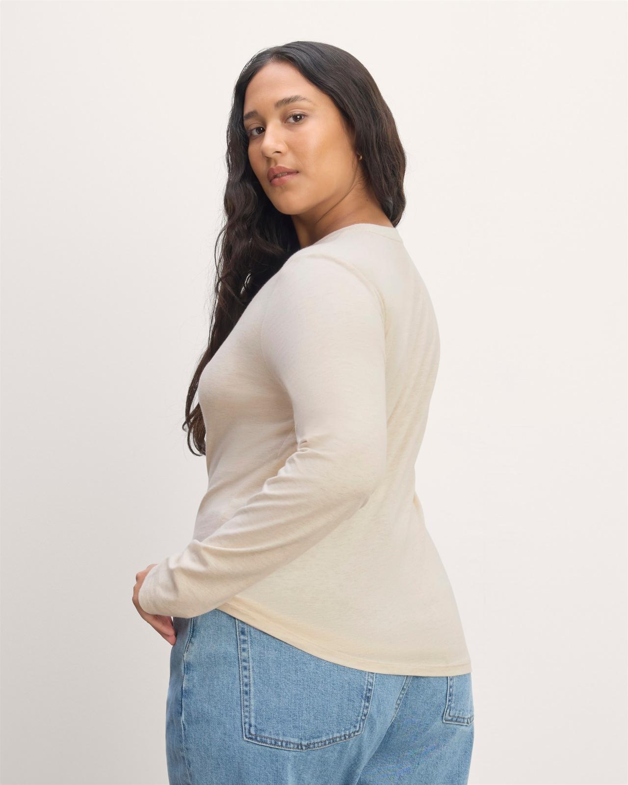 The Slim Long-Sleeve Crew in Essential Cotton Product Image