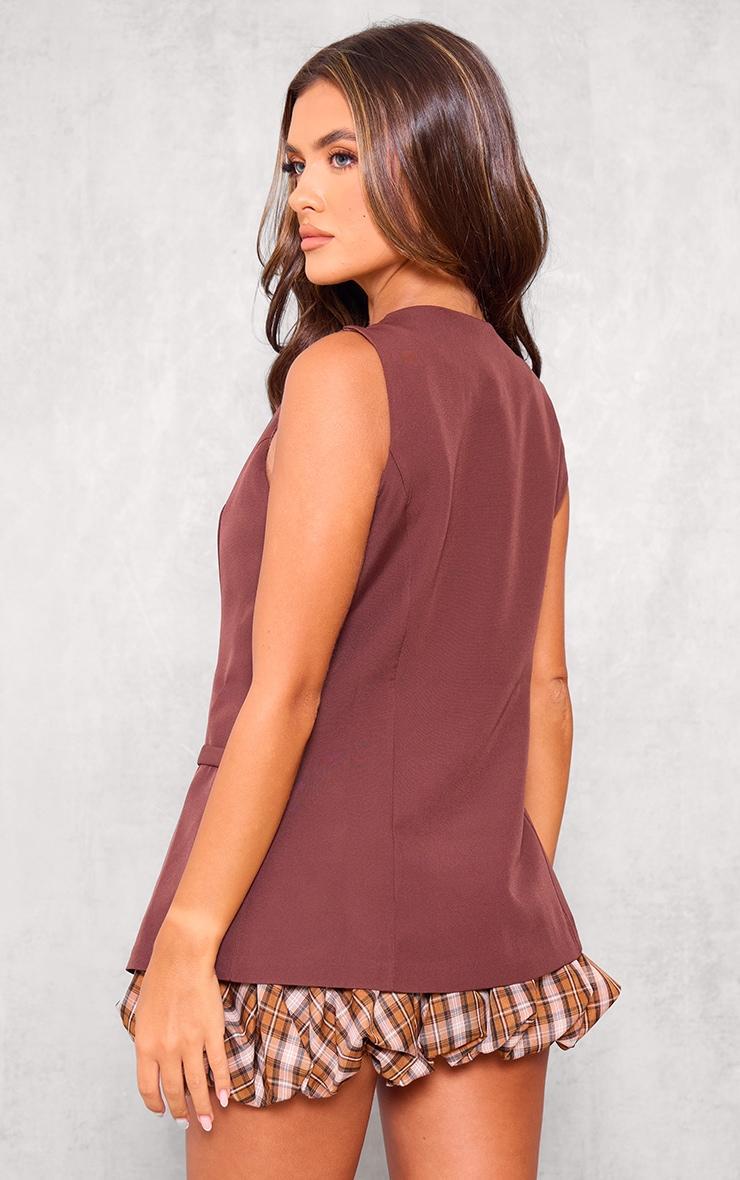 Chocolate Longline Crew Neck Vest Product Image