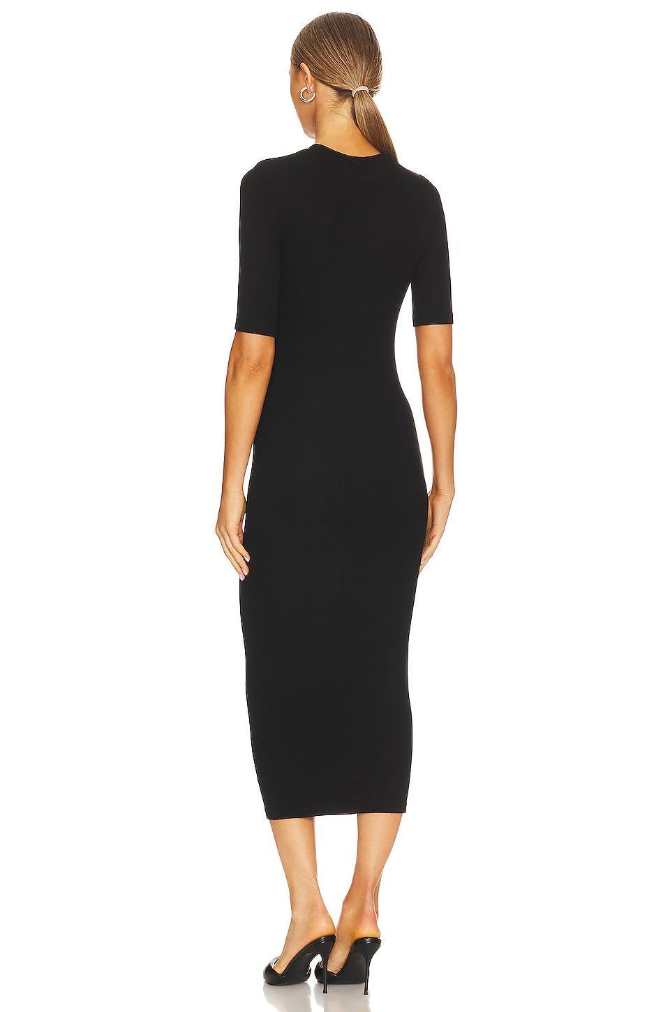 Silk Rib Half Sleeve Crew Midi Dress Product Image