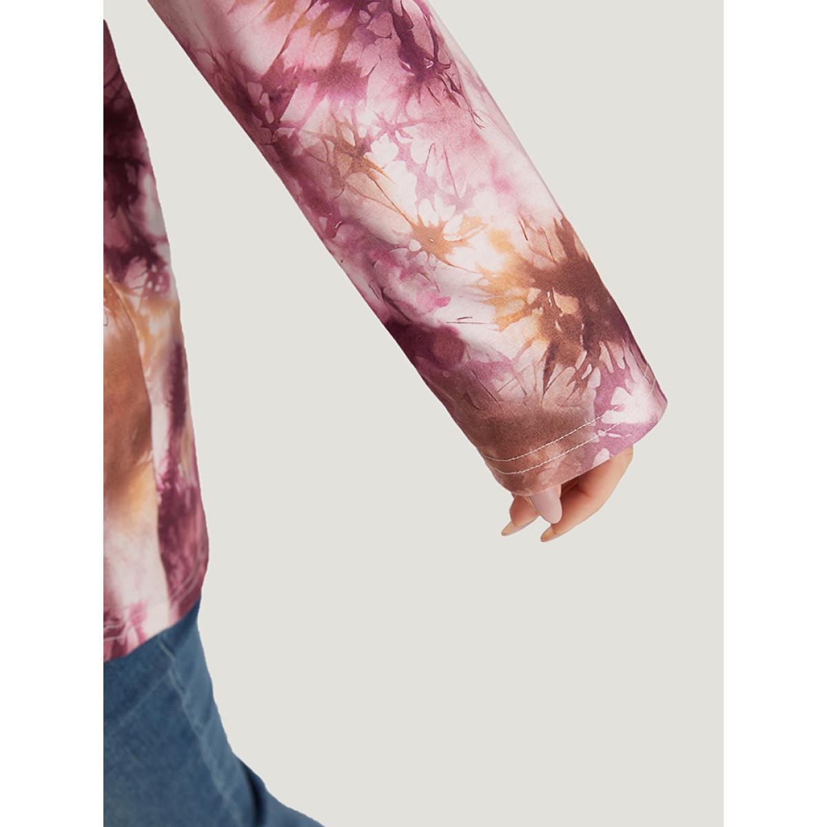 Plus Size Tie Dye Button Detail Round Neck T-shirt Multicolor Women Casual Tie Dye Tie Dye Round Neck Dailywear T-shirts BloomChic 14-16/1X Product Image