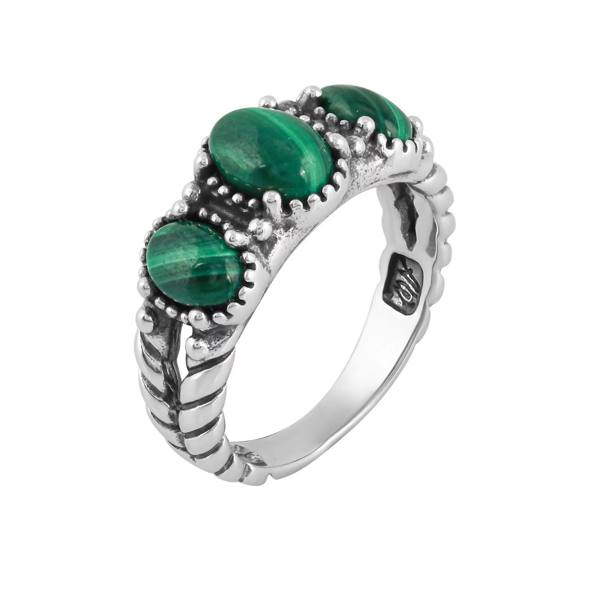 Southwest Spirit® Sterling Silver and Stone Friendship Ring, Women's, Size: 5, Malachite Product Image