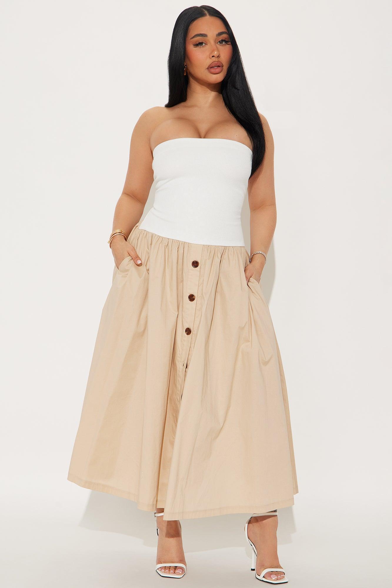 Isla Button Up Midi Dress - Khaki/combo Product Image