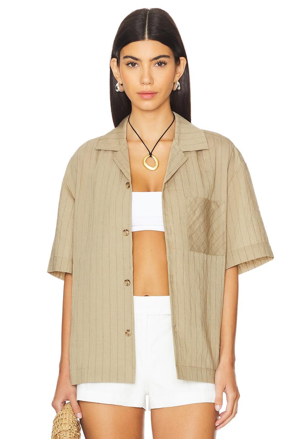 Vertical Stripe Short Sleeve Shirt WAO Product Image