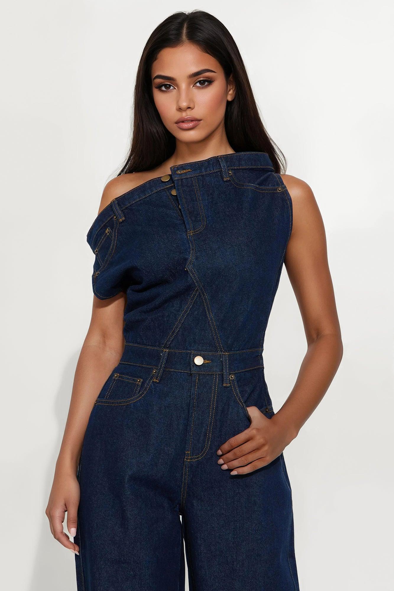 Dakota Denim Jumpsuit - Indigo Product Image