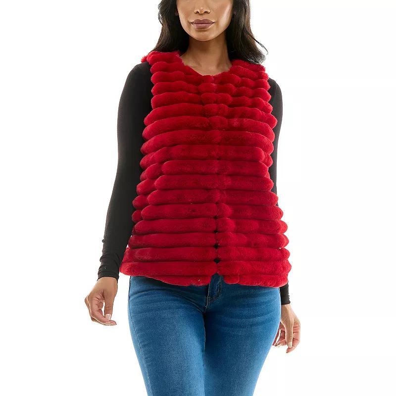 Womens Nina Leonard Horizontal Faux Fur Vest Yellow Product Image