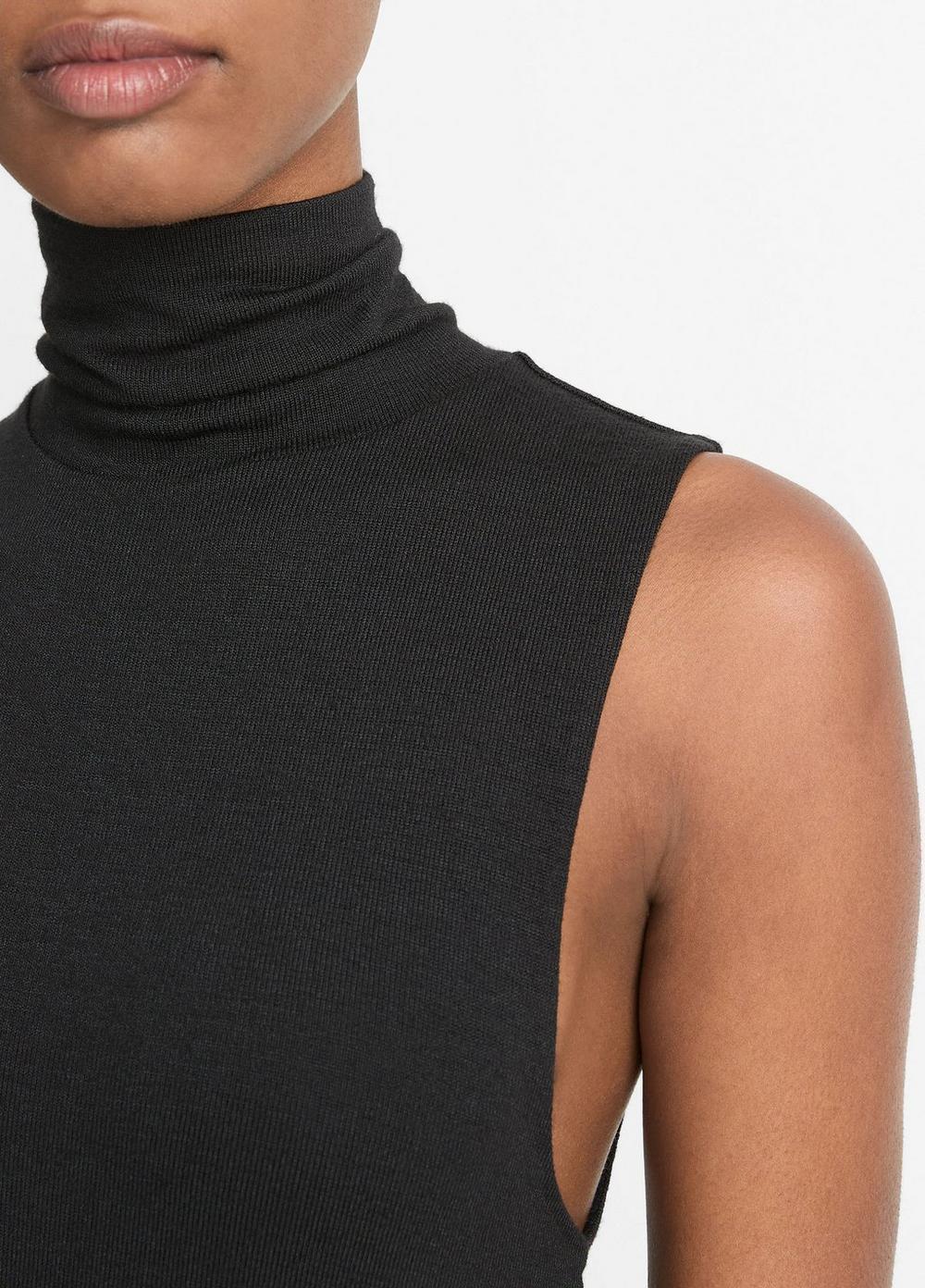 Womens Side-Slit Sleeveless Turtleneck Dress, Black, Size XS Vince Product Image