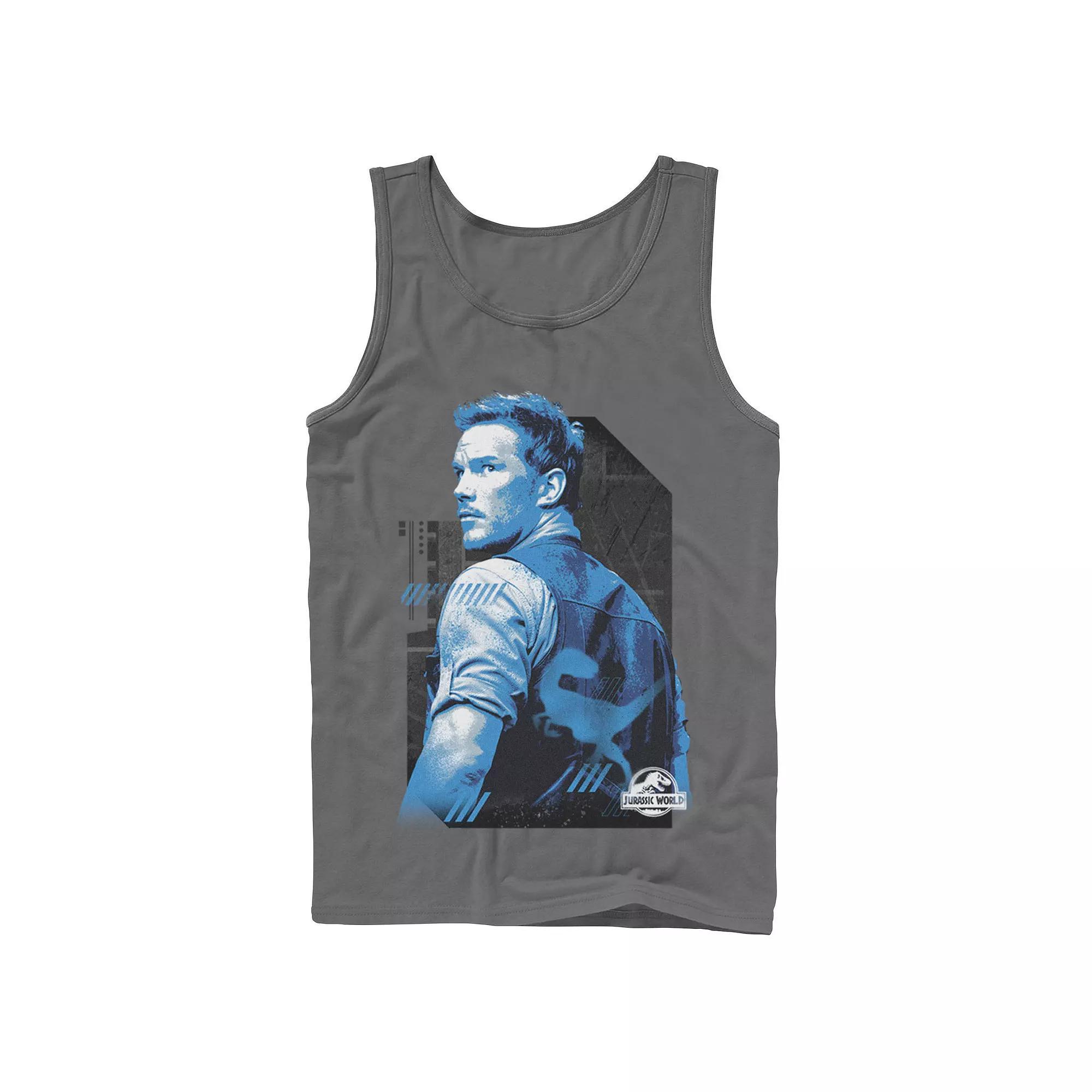 Men's Jurassic World Owen Blue Tone Portrait Tank Top, Size: Small, Grey Product Image