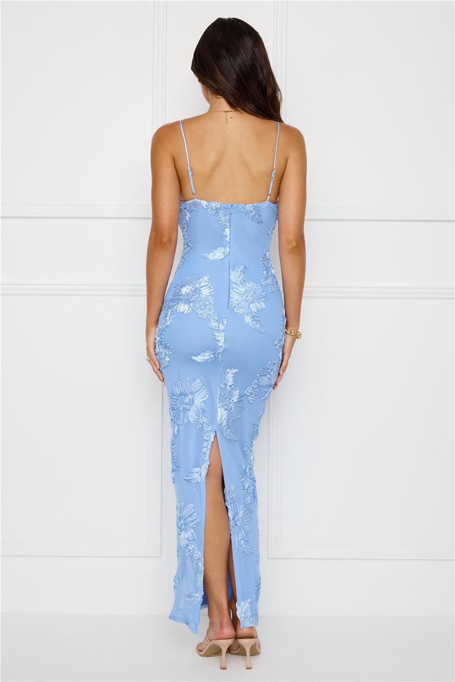 Amber Zest Mesh Maxi Dress Blue Product Image