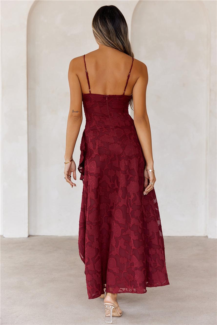 Sapphire Cascade Midi Dress Maroon Product Image