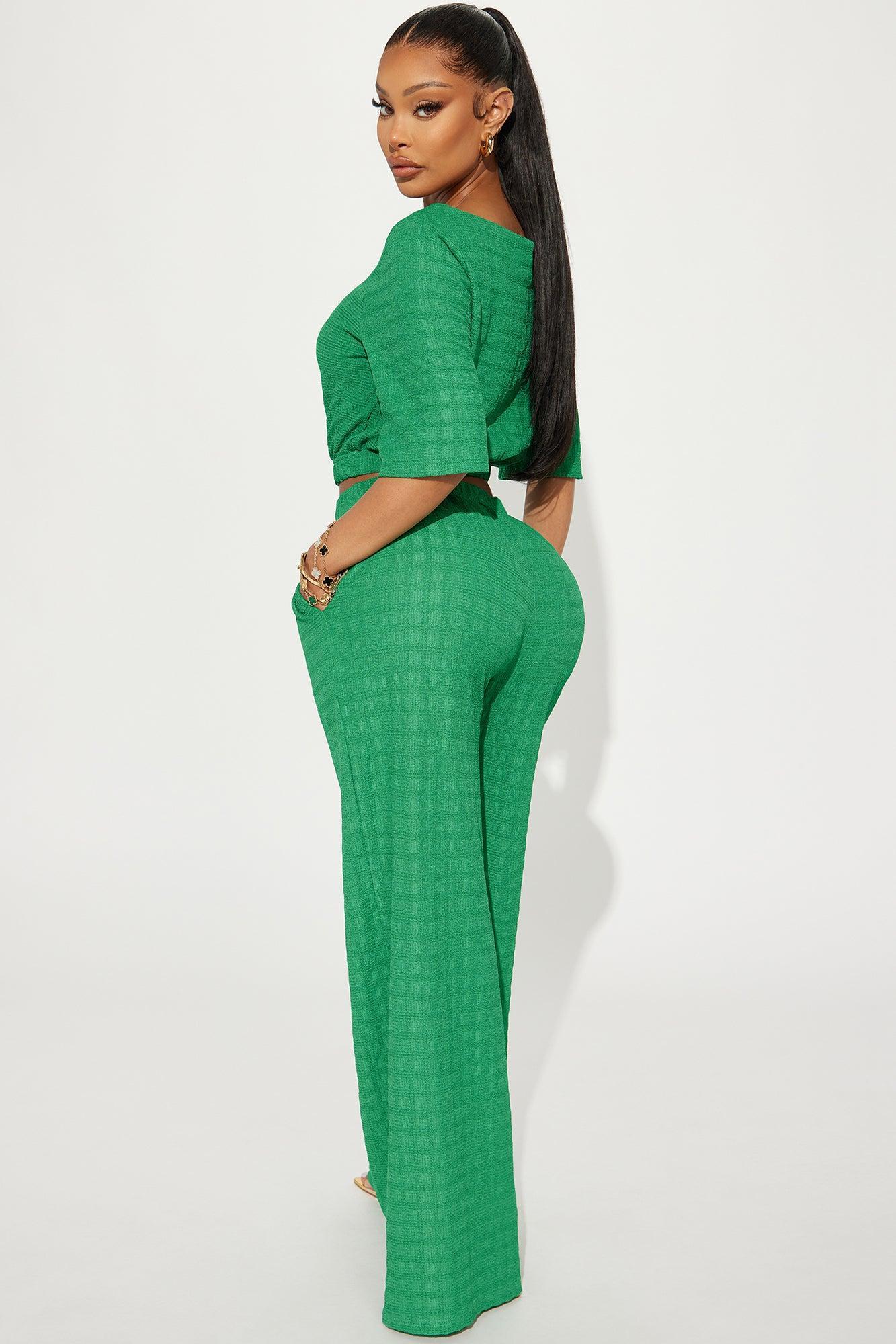 Day Plans Textured Pant Set - Kelly Green Product Image