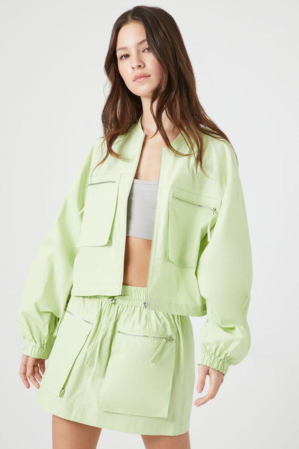 Poplin Zip-Pocket Mini Skirt | Forever 21 Product Image