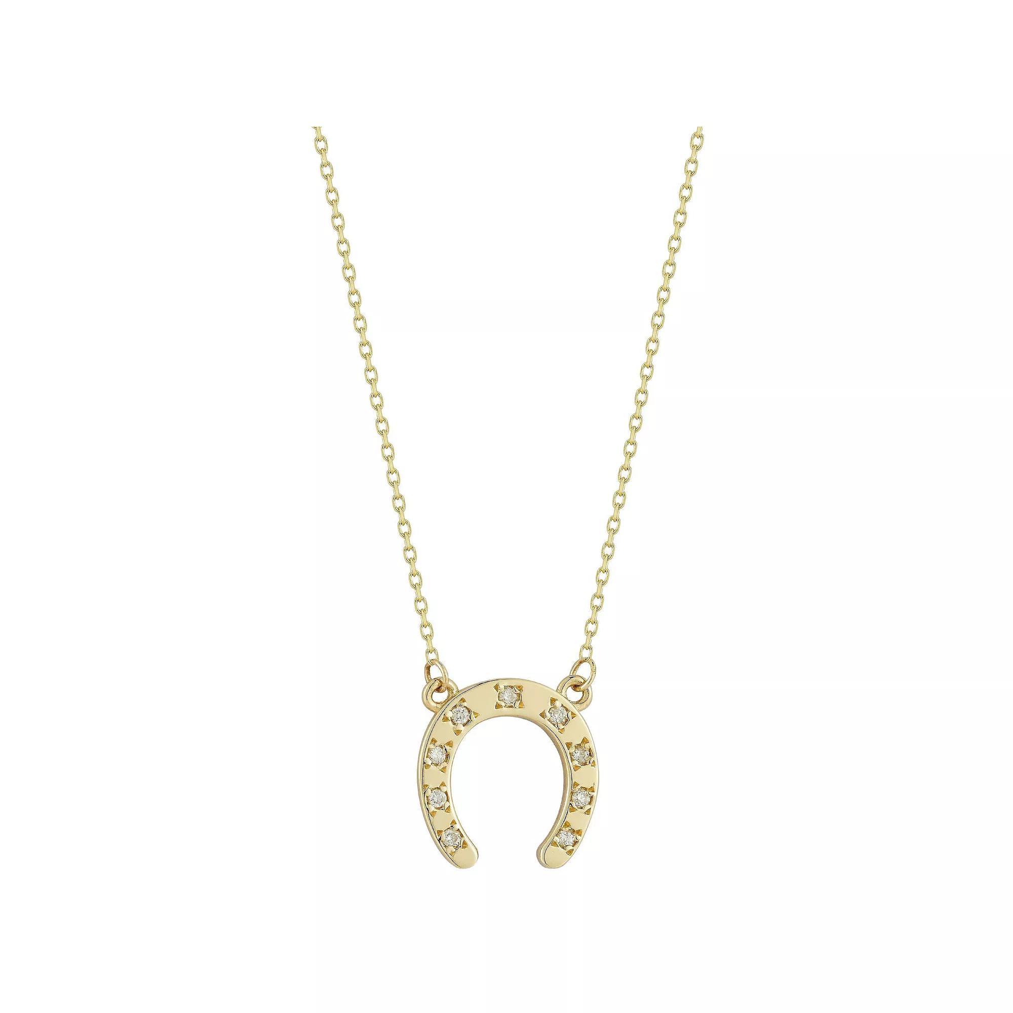 LUMINOR GOLD 14k Gold Diamond Accent Horseshoe Pendant Necklace, Women's, Size: 17" Product Image
