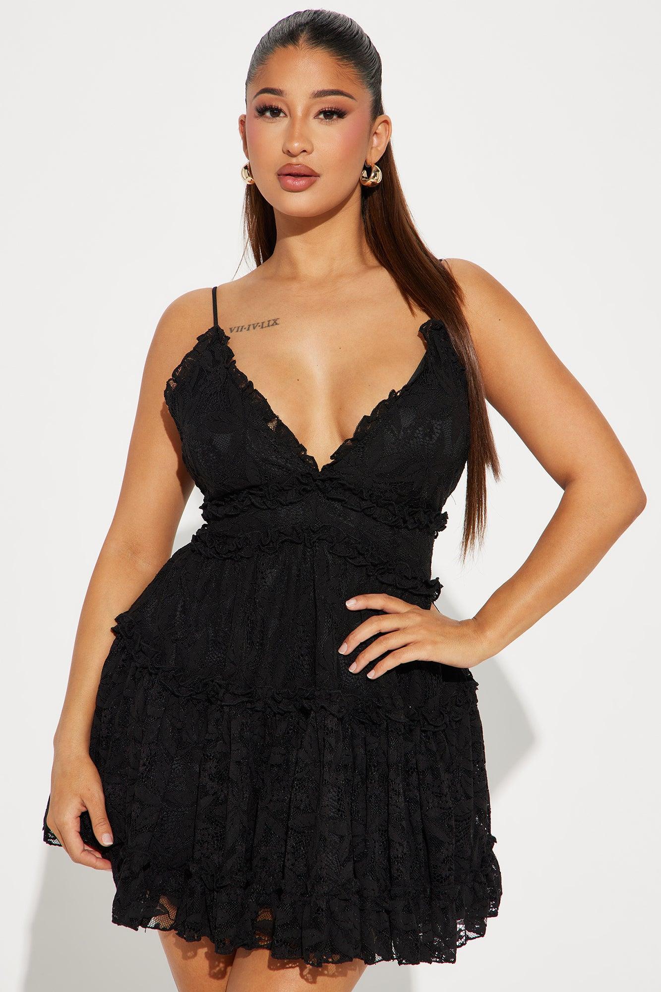 Astrid Lace Mini Dress - Black Product Image