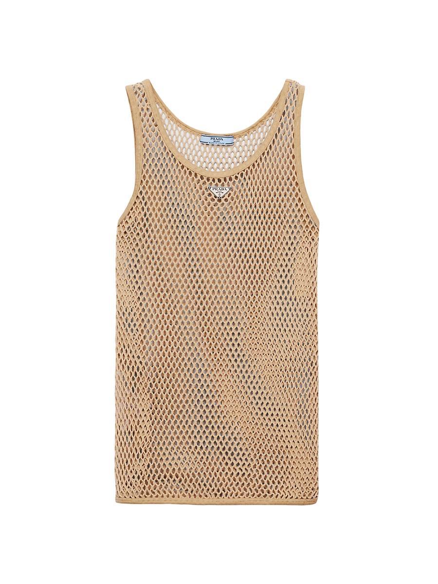 Womens Sleeveless Cotton Mesh Top Product Image