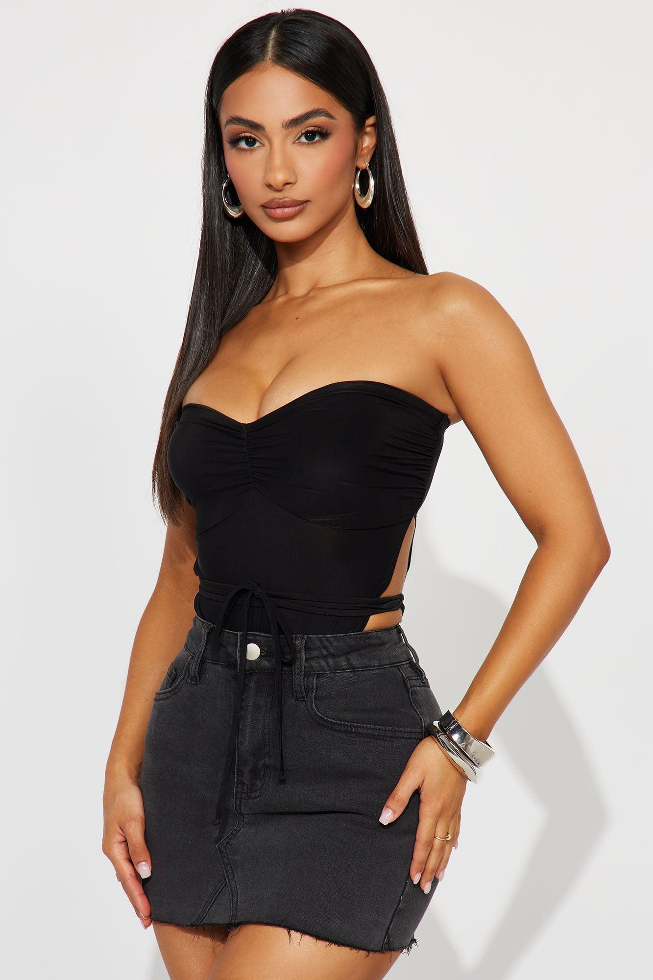 Cut Ties Strapless Bodysuit - Black Product Image
