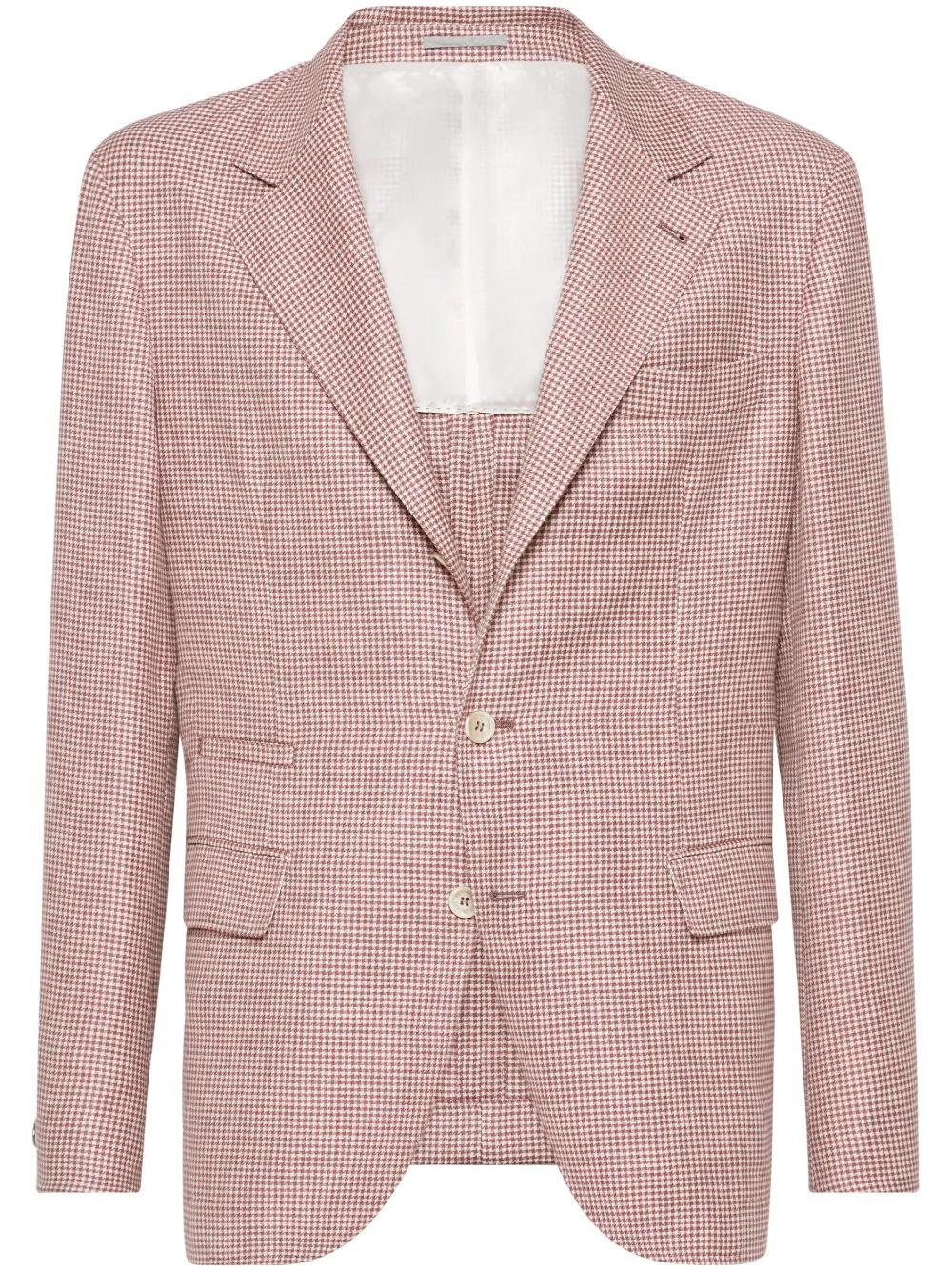 BRUNELLO CUCINELLI Houndstooth-pattern Blazer In Red Product Image